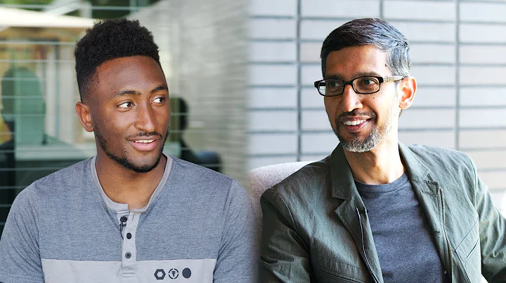 Marques Brownlee looking at Google CEO Sundar Pichai